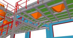 Steel construction of a platform for processing, packaging and weighing of granular mixtures