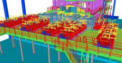 Steel construction of fixation of parts of glass furnaces and operation platforms  for HORN Glass Industries