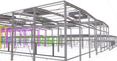 The next stage of construction of the steel structure of production halls