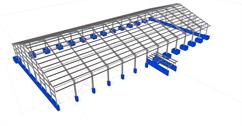 Steel structure of the hall for cattle housing