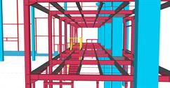 Auxiliary steel structures for cladding, stairs, platforms and installations in the reinforced concrete skeleton of the production hall