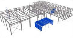 Steel structure of an office building with a production workshop