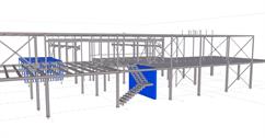 Steel structure of an office building with a production workshop