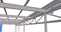 Steel structure of the shelter at the warehouse