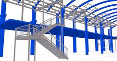 Steel structure of the mezzanine floor in a reinforced concrete skeleton