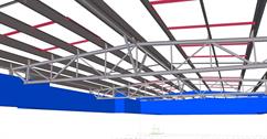 Steel structure of the car workshop roof