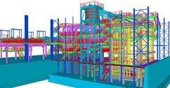 Steel construction of fixation of parts of glass furnaces and operation platforms  for HORN Glass Industries