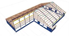 Steel structure of the agricultural hall for cattle housing