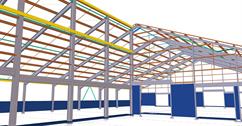 Steel structure of the agricultural hall for cattle housing